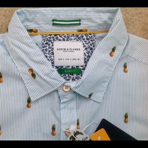 NWT Denim & Flower Short Sleeve Print Shirt